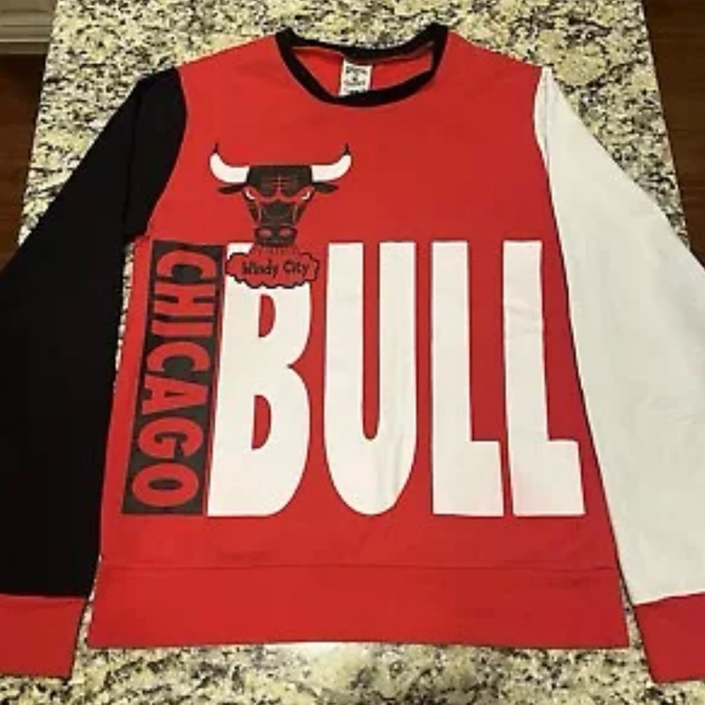 NBA Hardwood Classics Chicago‎ Bulls Crewneck Sweatshirt Color Block Size Small